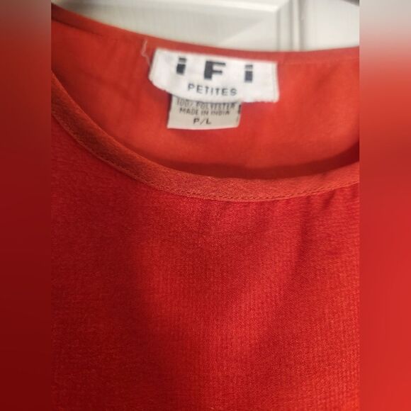 Vtg IFI Orange Mlticlrd P/L Shrtslv Slvless Women’s Top & Shirt - Picture 10 of 13